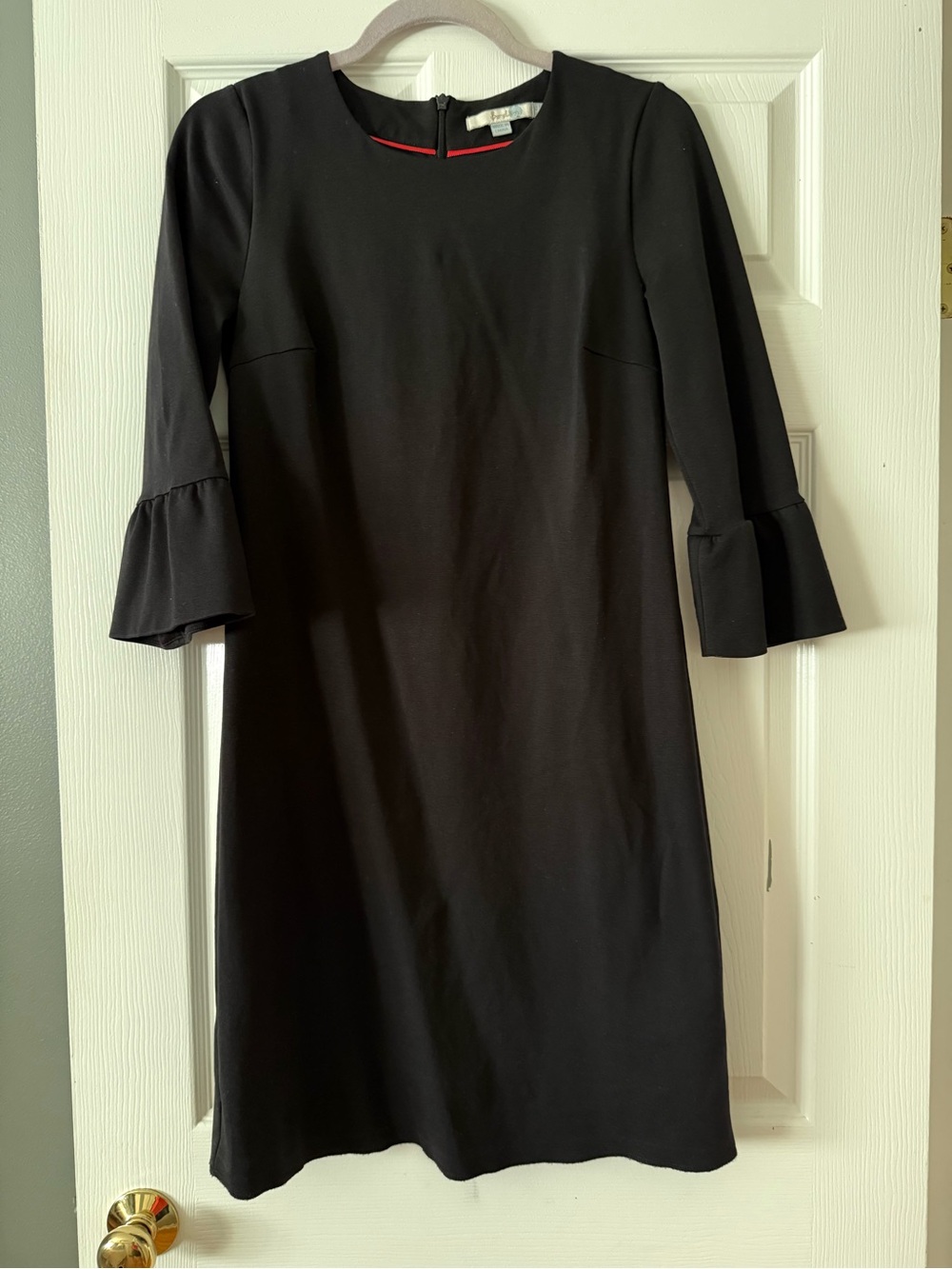 Boden Black 3/4 Sleeve Shift Dress with Fluted Cuffs